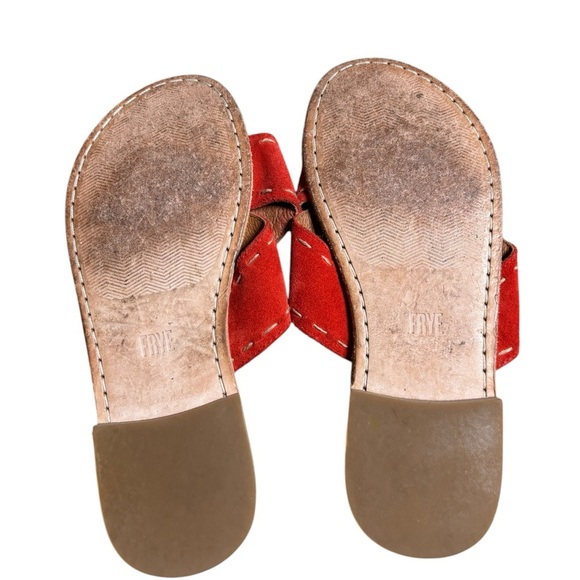 Frye Shoes New Frye Pickstitch Red Suede Slide Sandals Size 7.5 - Picture 5 of 5